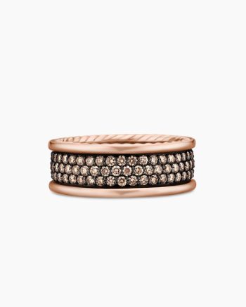 Streamline® Pavé Three Row Band Ring|18K Rose Gold with Cognac Diamonds, 8.5mm