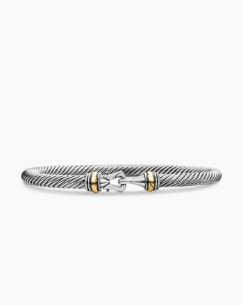 Buckle Classic Cable Bracelet|Sterling Silver with 18K Yellow Gold, 4mm