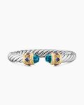 Renaissance® Cable Flex® Bracelet|Sterling Silver with 14K Yellow Gold, Hampton Blue Topaz, Iolite and Amethyst, 9mm