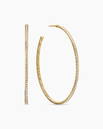 Pavé Hoop Earrings|18K Yellow Gold with Diamonds, 63.5mm