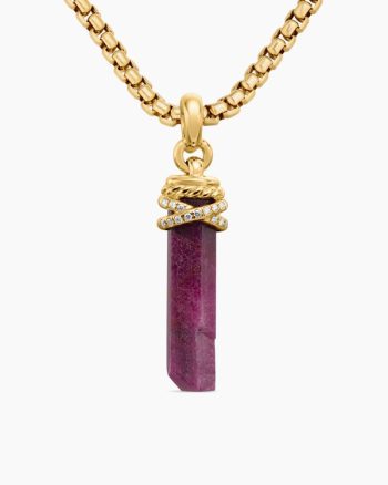 Wrapped Crystal Amulet|Ruby Crystal with 18K Yellow Gold and Diamonds, 30mm