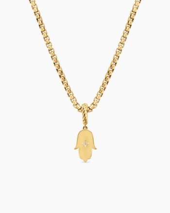 Hamsa Amulet|18K Yellow Gold with Center Diamond, 15.8mm