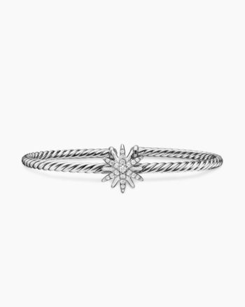 Starburst Center Station Bracelet|Sterling Silver with Diamonds, 3mm
