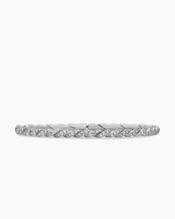 Sculpted Cable Flex Bracelet|18K White Gold with Diamonds, 3.5mm