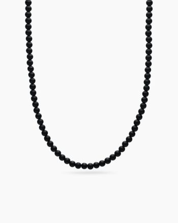 Spiritual Beads Necklace|Black Onyx with Sterling Silver, 5mm