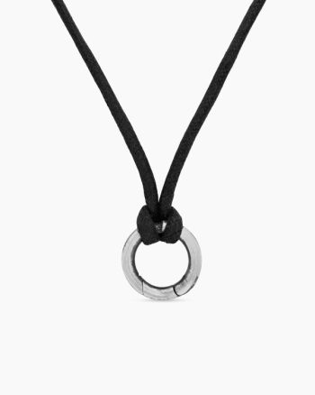 Circle Amulet Necklace|Sterling Silver and Black Wax Cord, 1.7mm