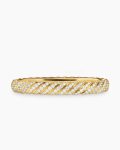 Sculpted Cable Bangle Bracelet|18K Yellow Gold with Diamonds, 8mm