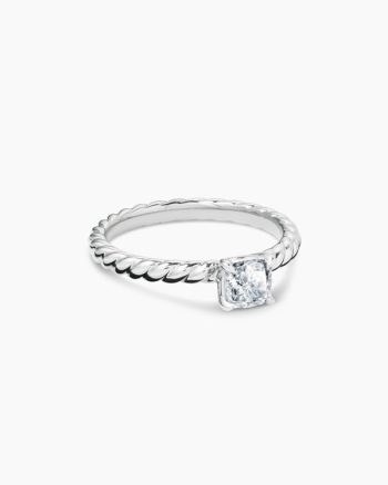 DY Cable Petite Engagement Ring|Platinum, Cushion Cut