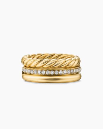 DY Mercer® Three Row Ring|18K Yellow Gold with Diamonds, 8.9mm