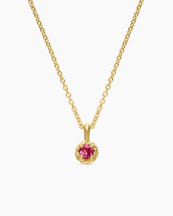 Cable Collectibles® Teen Birthstone Necklace|18K Yellow Gold with Pink Tourmaline, 3mm