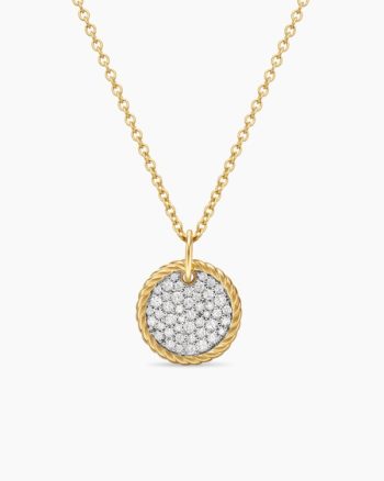 Cable Collectibles® Pavé Plate Necklace|18K Yellow Gold with Diamonds, 11mm