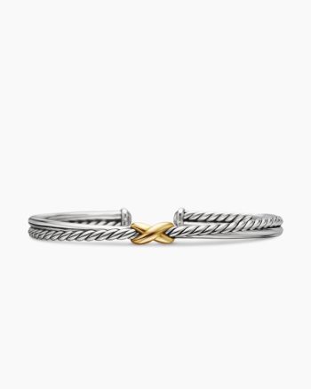 Petite X Center Station Bracelet|Sterling Silver with 18K Yellow Gold, 5.2mm