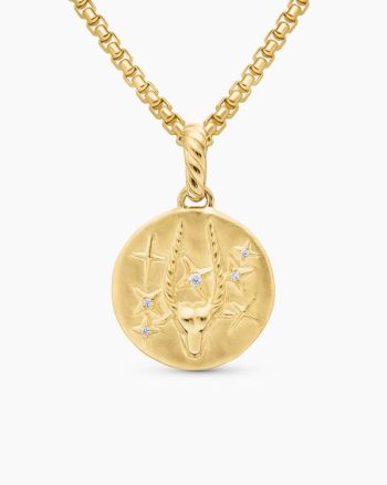 Capricorn Amulet|18K Yellow Gold with Diamonds, 19mm