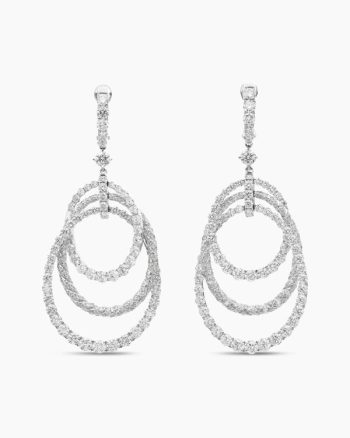 Floating Diamonds Drop Earrings|White Gold
