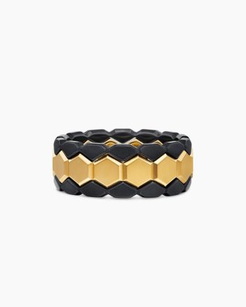 Hex Stack Ring|18K Yellow Gold with Black Titanium, 9.3mm