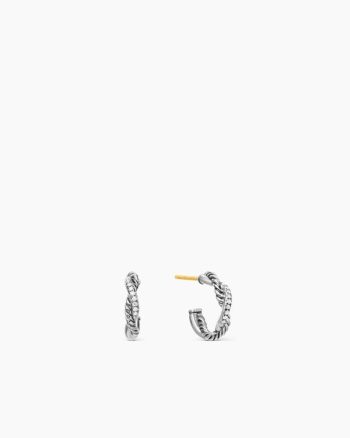 Petite Infinity Huggie Hoop Earrings|Sterling Silver with Diamonds, 3mm