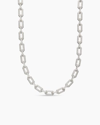 Pavé Chain Necklace|18K White Gold with Diamonds, 7mm