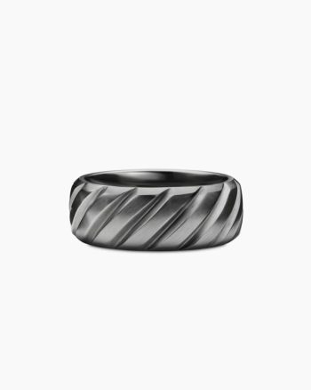 Modern Cable Band Ring|Grey Titanium, 9mm