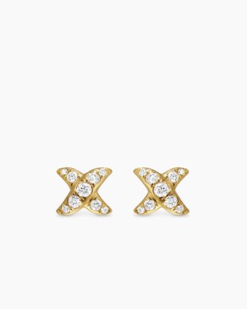 Crossover X Stud Earrings|18K Yellow Gold with Diamonds, 6mm