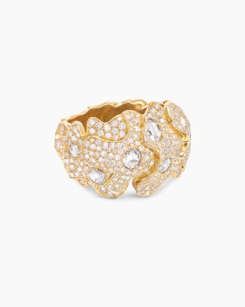 Petals Band Ring|Yellow Gold with Diamonds