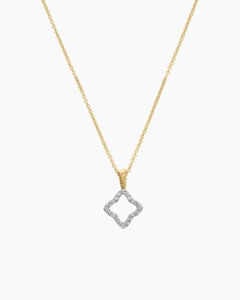 Cable Collectibles® Quatrefoil Necklace|18K Yellow Gold with Diamonds, 17.5mm