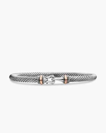 Buckle Classic Cable Bracelet|Sterling Silver with 18K Rose Gold, 4mm