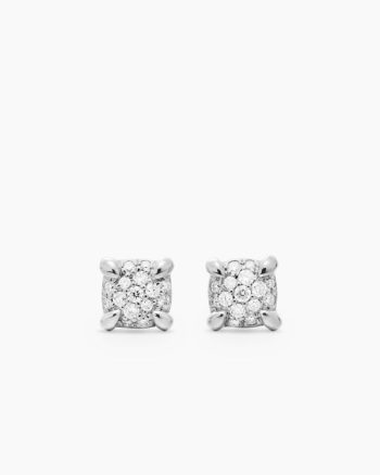 Petite Chatelaine® Stud Earrings|18K White Gold with Pavé Diamonds, 5mm