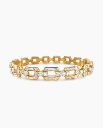 Deco Chain Bangle Bracelet|Yellow Gold with Diamonds