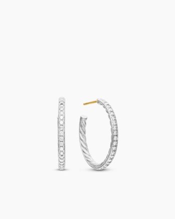 Pavé Hoop Earrings|Sterling Silver with Diamonds, 25.4mm