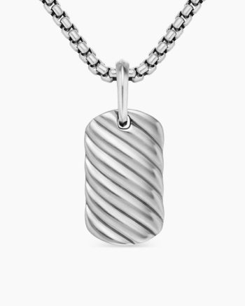 Sculpted Cable Tag|Sterling Silver, 21mm