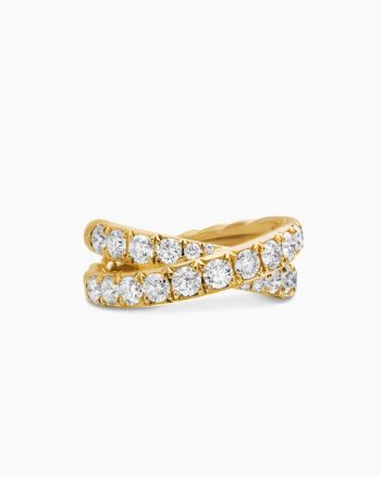 DY Crossover® Band Ring|18K Yellow Gold with Diamonds, 8mm