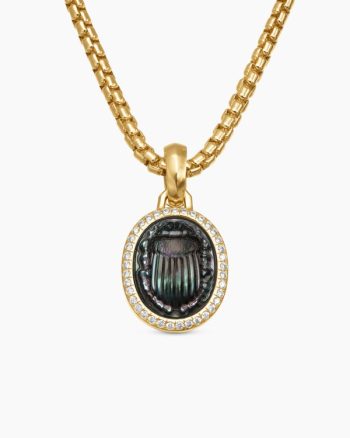 Petrvs® Scarab Amulet|18K Yellow Gold with Black Mother of Pearl and Diamonds, 16.3mm