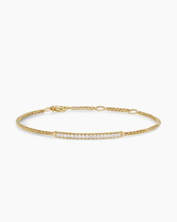 Petite Pavé Bar Bracelet|18K Yellow Gold with Diamonds, 1.7mm