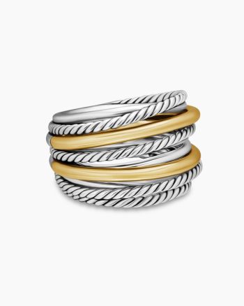 Crossover Ring|Sterling Silver with 18K Yellow Gold, 17.8mm
