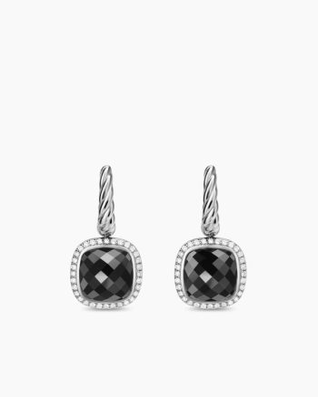 Albion® Drop Earrings|Sterling Silver with Black Onyx and Diamonds, 10mm