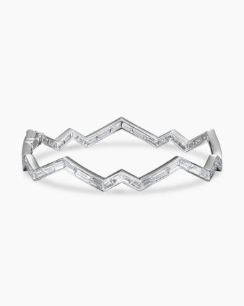Stax Zig Zag Bangle Bracelet|White Gold with Diamonds