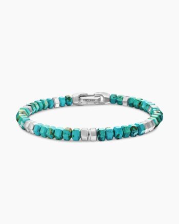 Hex Bead Bracelet|Sterling Silver with Turquoise, 6mm