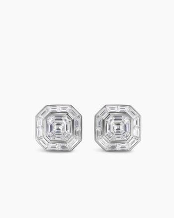 Men's Deco Stud Earrings|Platinum with Diamonds