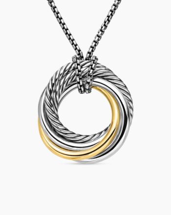 Crossover Pendant Necklace|Sterling Silver with 14K Yellow Gold, 28mm