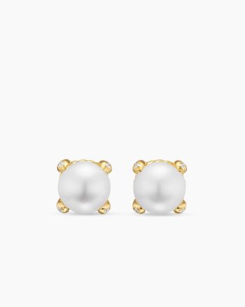 Pearl Classics Stud Earrings|18K Yellow Gold and Diamonds, 6.6mm