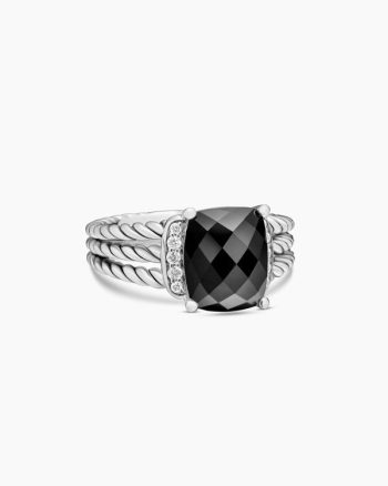 Petite Wheaton® Ring|Sterling Silver with Black Onyx and Diamonds, 10mm