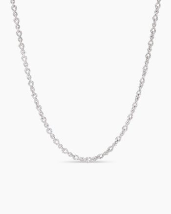 Pavé Infinity Twist Chain Necklace|White Gold with Diamonds