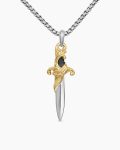Waves Dagger Amulet|Sterling Silver with 18K Yellow Gold, 44mm