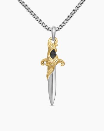 Waves Dagger Amulet|Sterling Silver with 18K Yellow Gold, 44mm