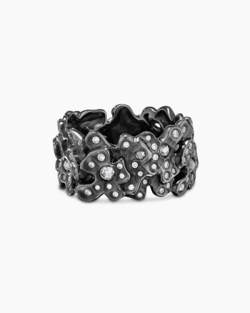 Petals Band Ring|White Gold with Rhodiated Black and Diamonds