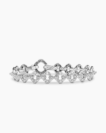 Petite Pavé Cushion Link Bracelet|White Gold with Diamonds
