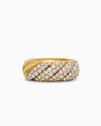 Sculpted Cable Band Ring|18K Yellow Gold with Diamonds, 7.5mm