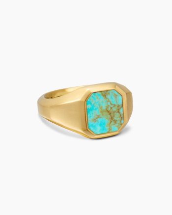 Streamline® Signet Ring|18K Yellow Gold with Turquoise, 14mm