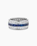 Men's Deco Stone Band Ring|Platinum with Diamonds and Sapphires