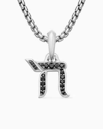 Chai Amulet|Sterling Silver with Black Diamonds, 17mm